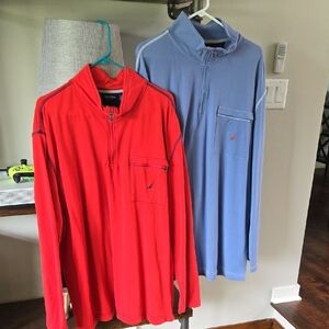 Nautica Red and Blue Long Sleeve Tees